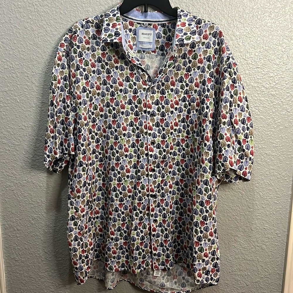 Haupt Regular Fit size XL short sleeve button up Linen blend